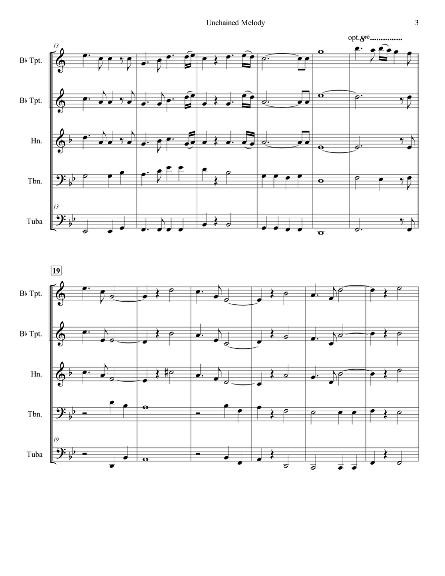 Unchained Melody Brass Ensemble scores gallery preview page 3