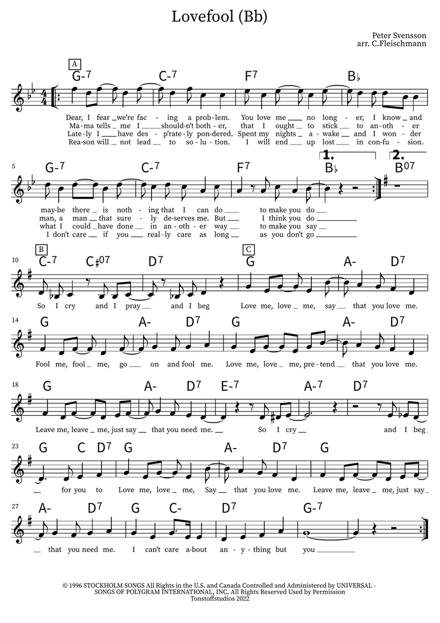 Lovefool Lovefool Piano scores gallery preview page 1