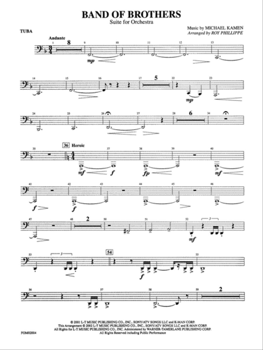 Band of Brothers: Tuba Band of Brothers: Tuba Full Orchestra scores gallery preview page 1