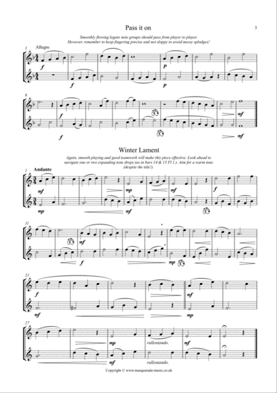 40 Graded Flute Duets (Grades 1-5) in various styles (Ragtime, Classical, Baroque, Comedy, Jazz, and Flute Duet scores gallery preview page 3