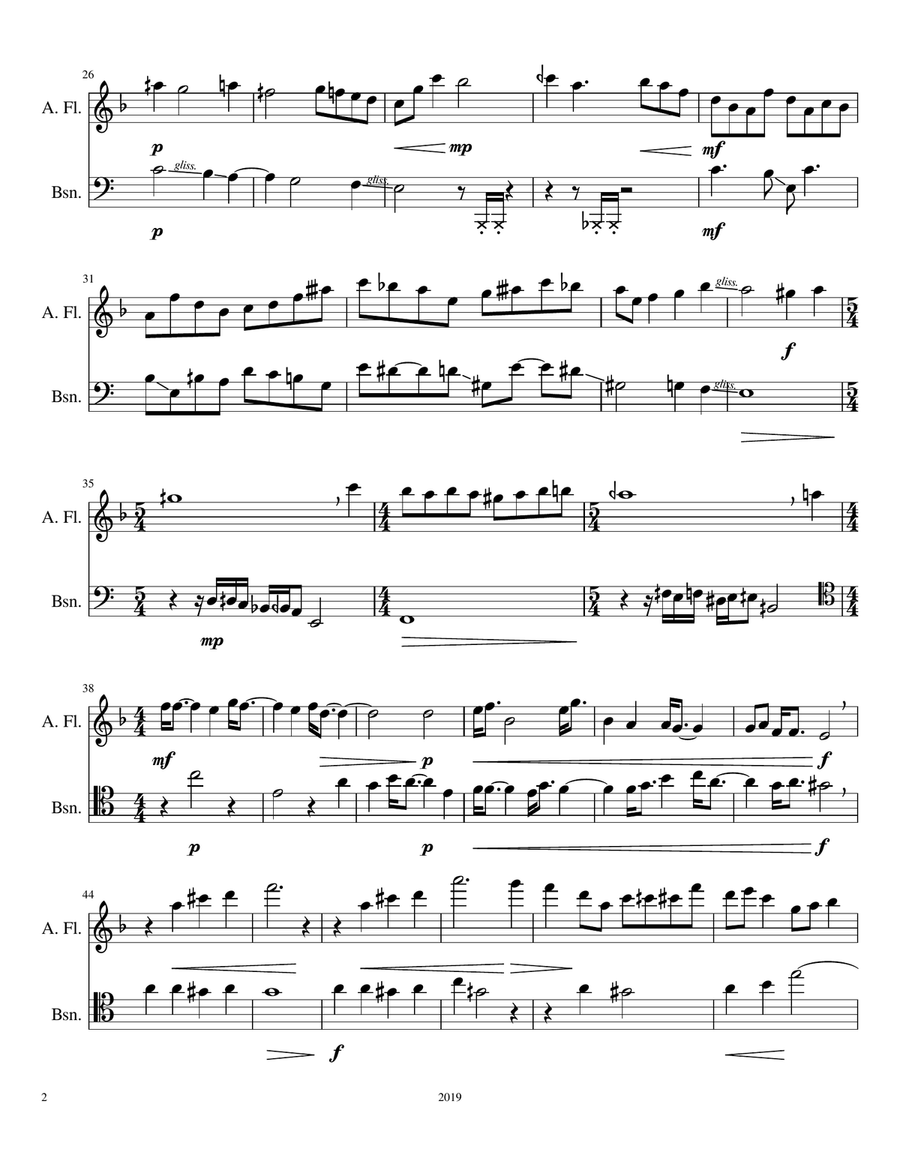 Hoodoos 1, for alto flute and bassoon Woodwind Duet scores gallery preview page 2