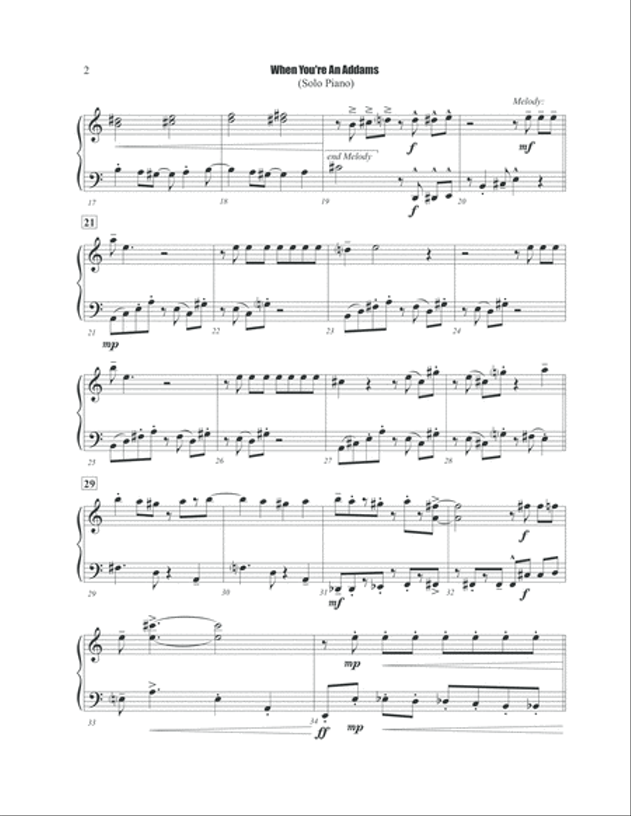 When You're An Addams Piano Solo scores gallery preview page 3