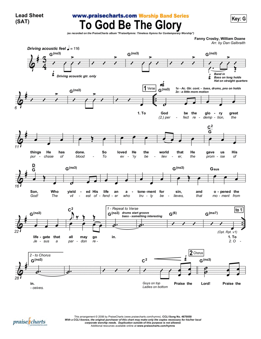To God Be The Glory Piano scores gallery preview page 1