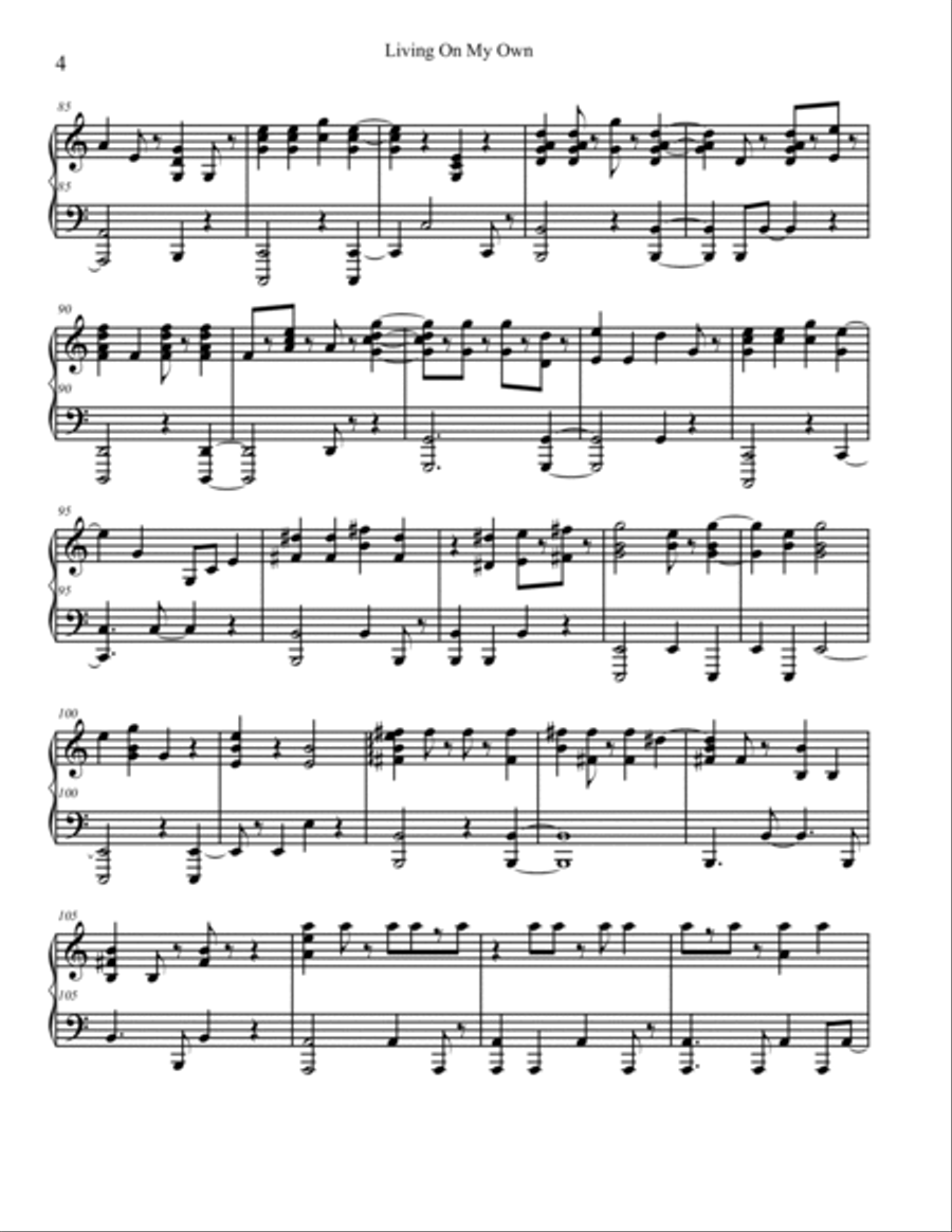 Living On My Own Piano Solo scores gallery preview page 4