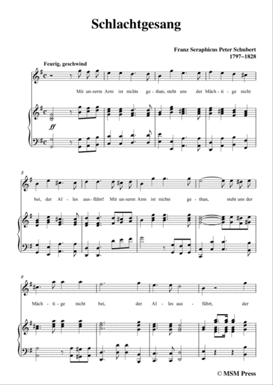 Schubert-Schlachtgesang,in G Major,for Voice&Piano Voice scores gallery preview page 3