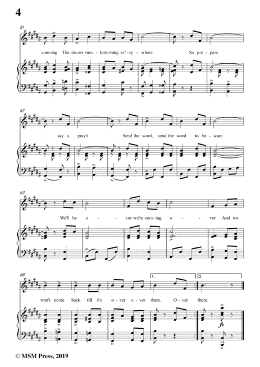 George M. Cohan-Over There,in B Major,for Voice&Piano Voice scores gallery preview page 6