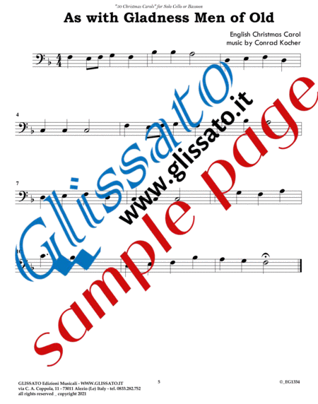 50 Christmas Carols for solo Cello or Bassoon Bassoon - Digital Sheet Music