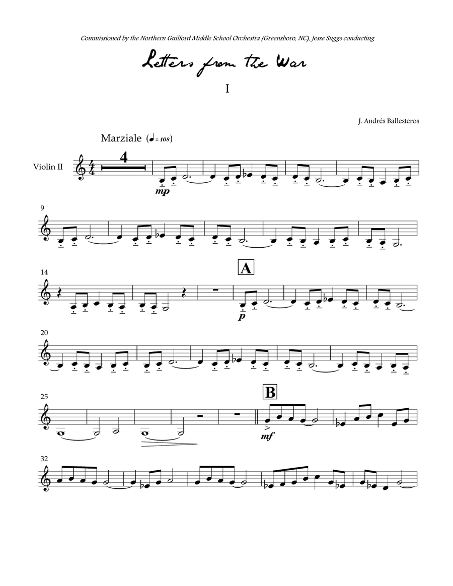 Letters from the War (parts) String Quartet scores gallery preview page 3