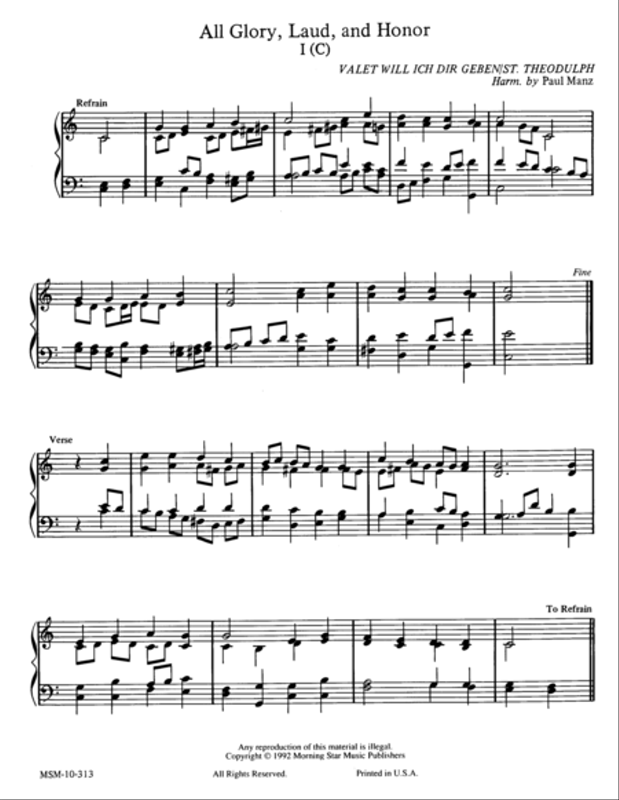 All Glory, Laud, and Honor (2 settings) Organ scores gallery preview page 1