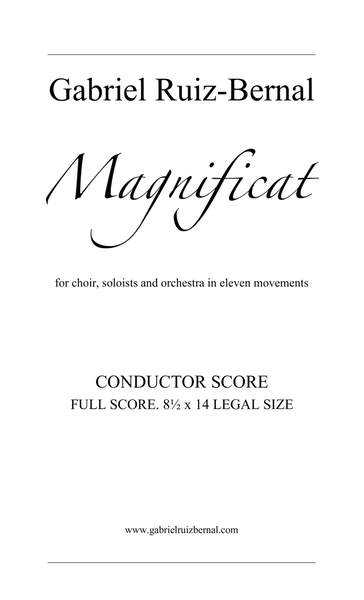 MAGNIFICAT CONDUCTOR SCORE. Prints on 8 1/2 X 14 LEGAL SIZE PAPER