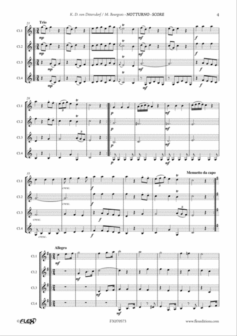 Notturno Notturno Clarinet Quartet scores gallery preview page 5