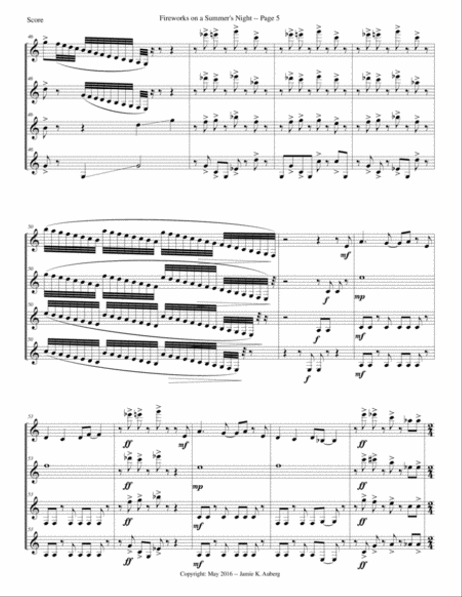 Fireworks on a Summer's Night (Clarinet Quartet) Clarinet Quartet scores gallery preview page 5