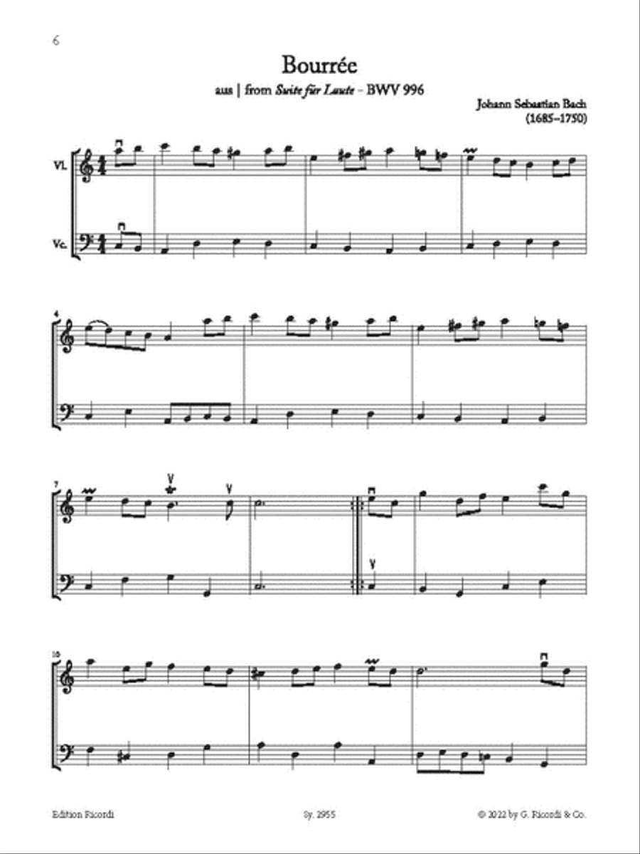 15 Barock-Duos für Violine und Violoncello String Duet scores gallery preview page 2
