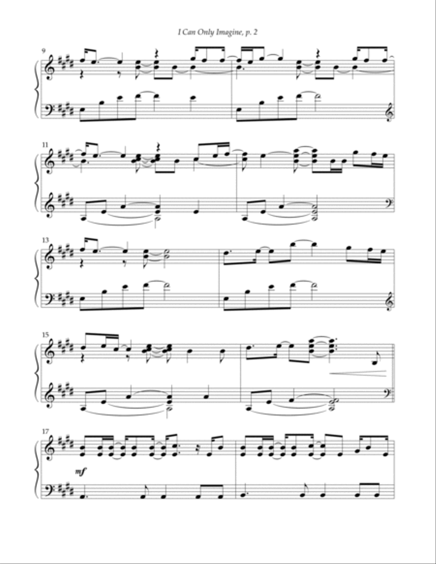 I Can Only Imagine Piano Solo scores gallery preview page 2