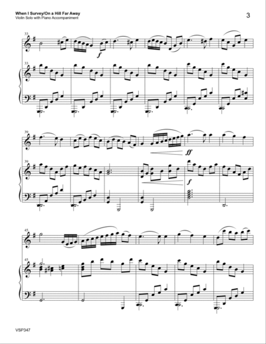 WHEN I SURVEY THE WONDROUS CROSS/ON A HILL FAR AWAY - Violin Solo with Piano accompaniment Violin Solo scores gallery preview page 3