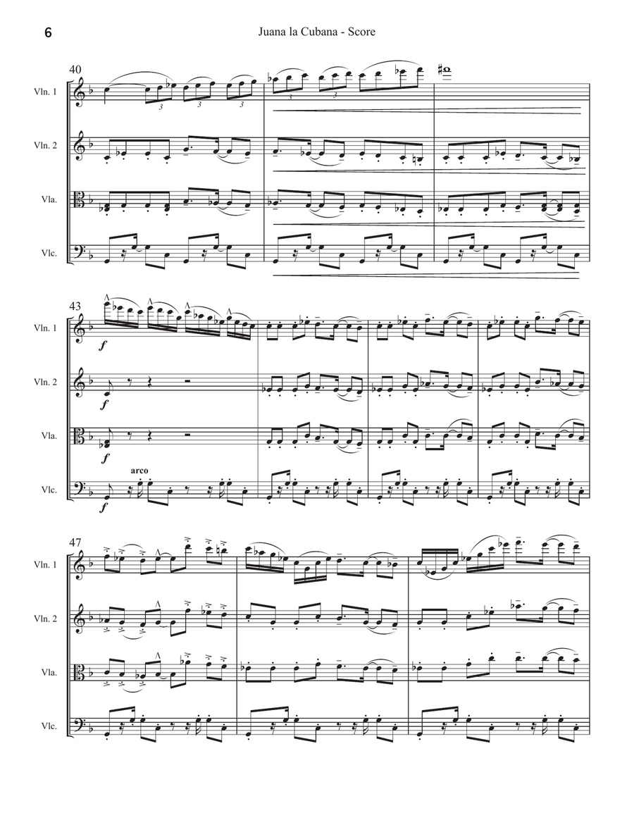Juana La Cubana String Quartet scores gallery preview page 6