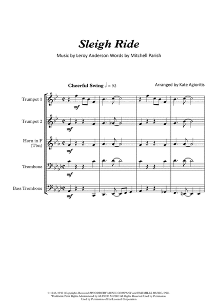Sleigh Ride - for Brass Quartet image number null