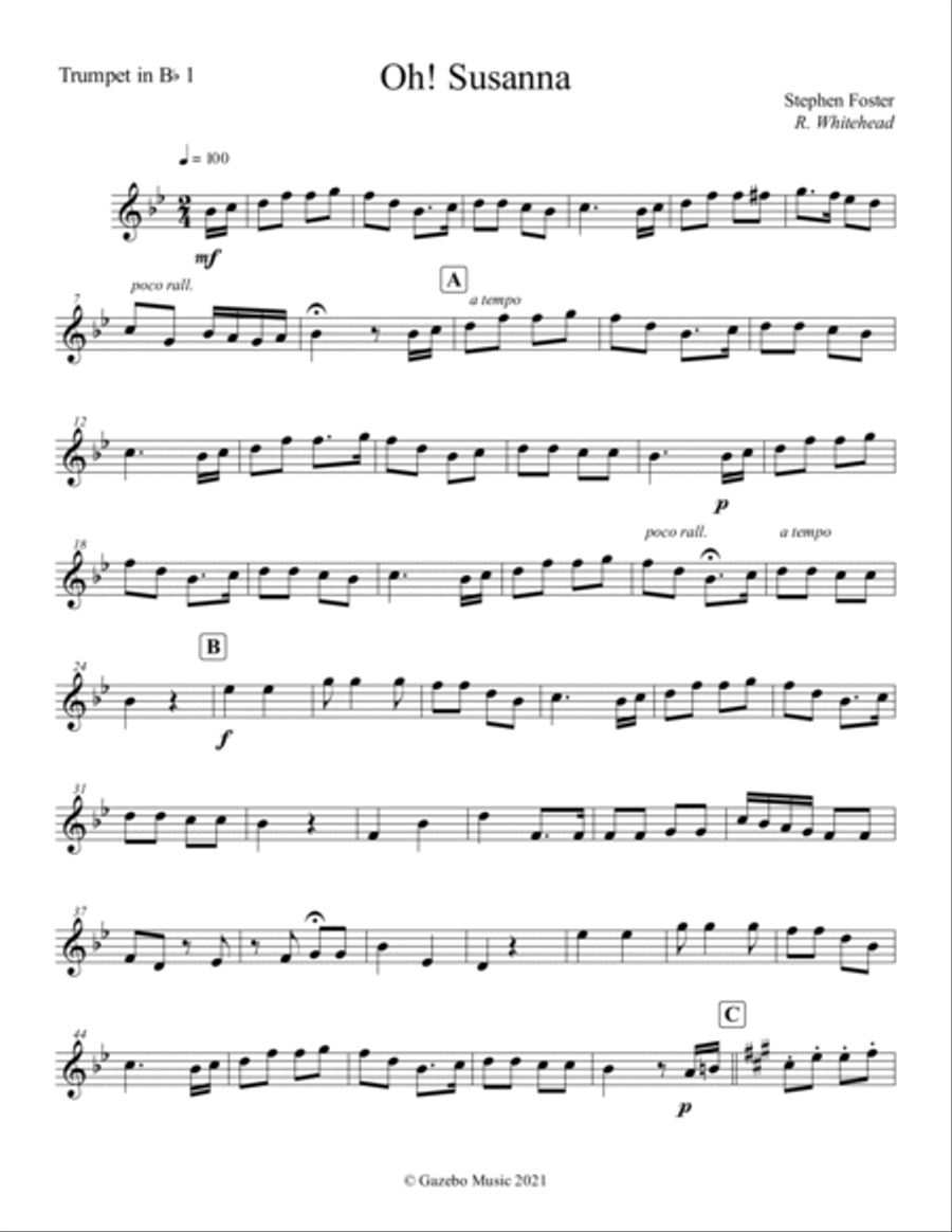 Oh! Susanna Brass Ensemble scores gallery preview page 1