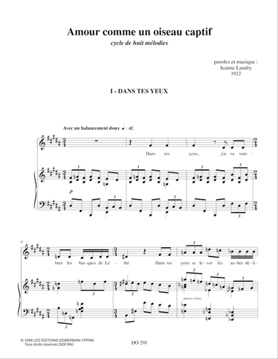 Amour comme un oiseau captif Voice Solo scores gallery preview page 3