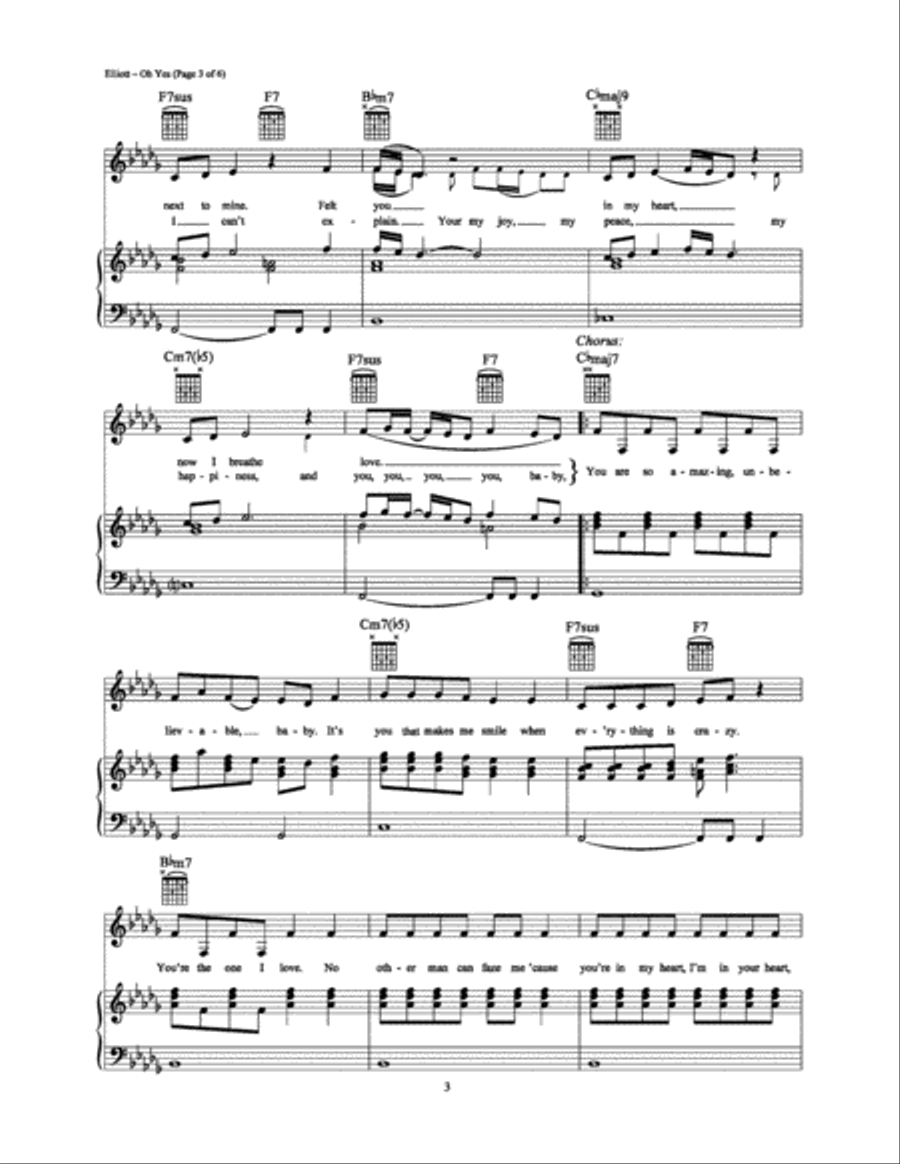 Oh Yes Piano, Vocal, Guitar scores gallery preview page 3