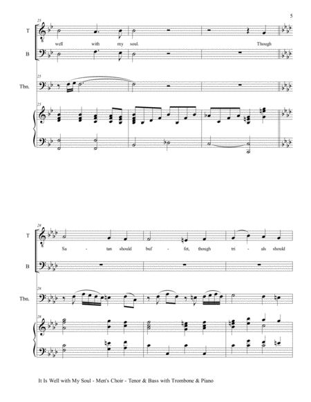 IT IS WELL WITH MY SOUL (Men's Choir - Tenor & Bass) with Trombone & Piano image number null
