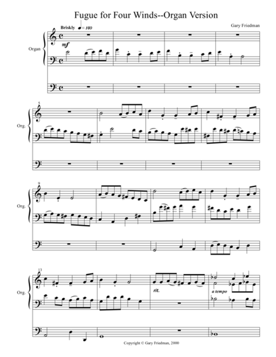 Fugue for Four Winds, Organ version image number null