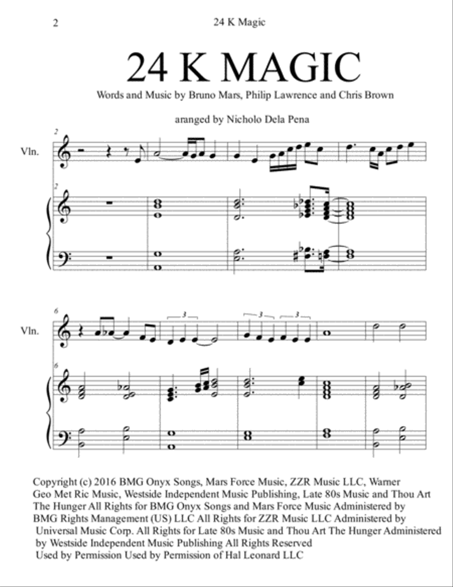 24K Magic String Duet scores gallery preview page 2