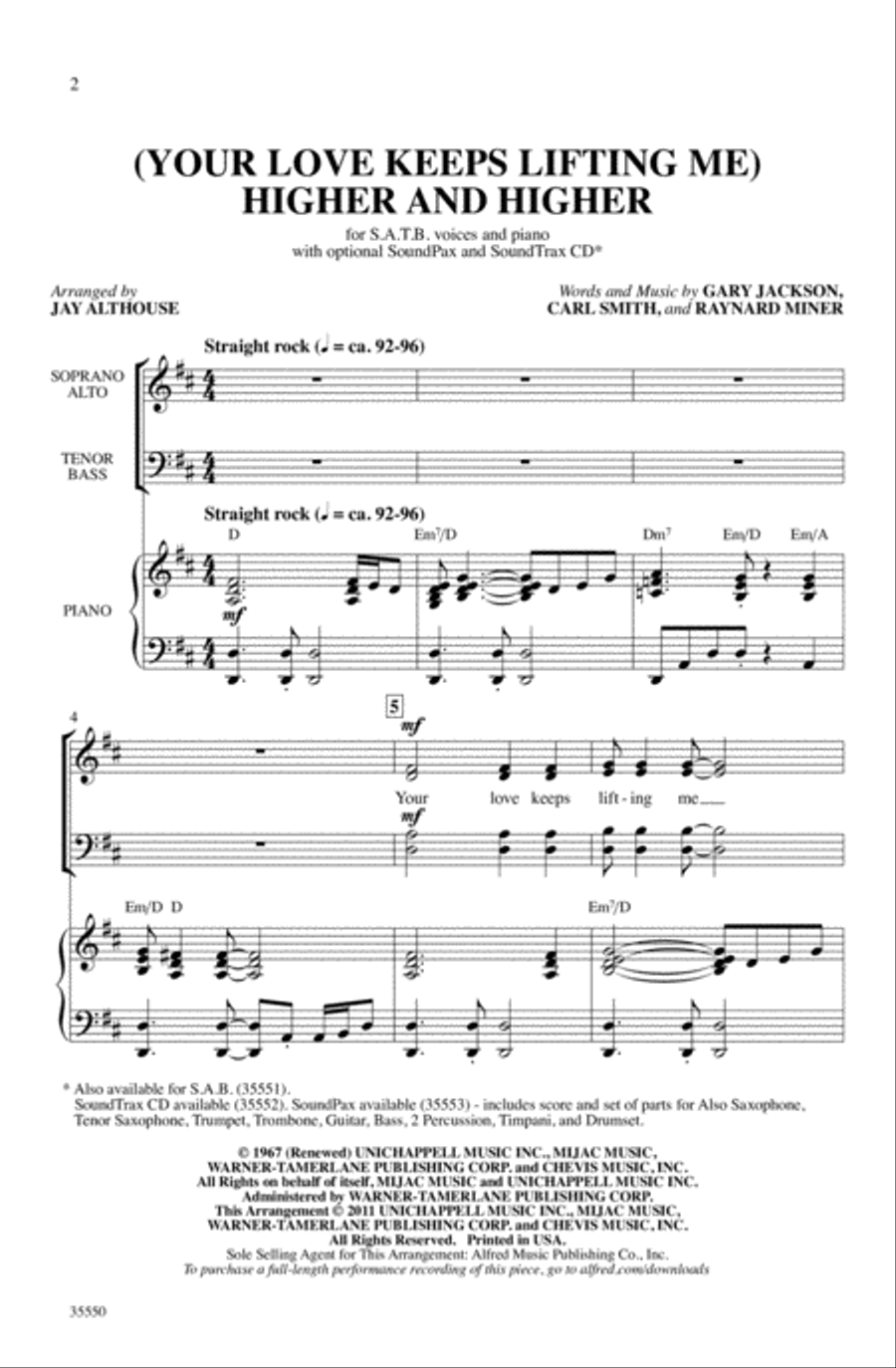 (Your Love Keeps Lifting Me) Higher and Higher Choir scores gallery preview page 1
