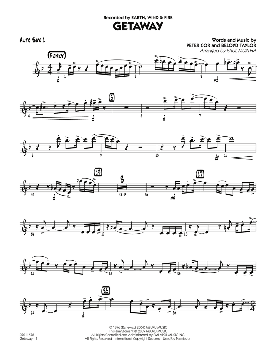 Getaway - Alto Sax 1 Alto Saxophone scores gallery preview page 1