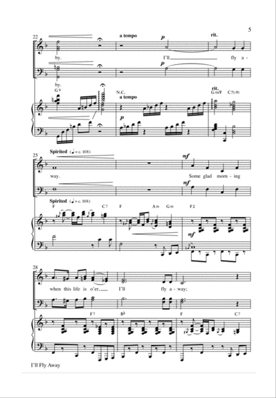 I'll Fly Away 4-Part scores gallery preview page 5