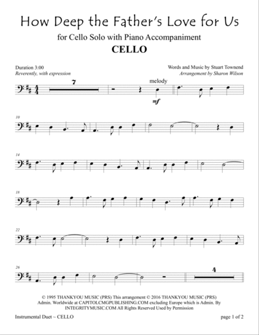 How Deep The Father's Love For Us Piano scores gallery preview page 3