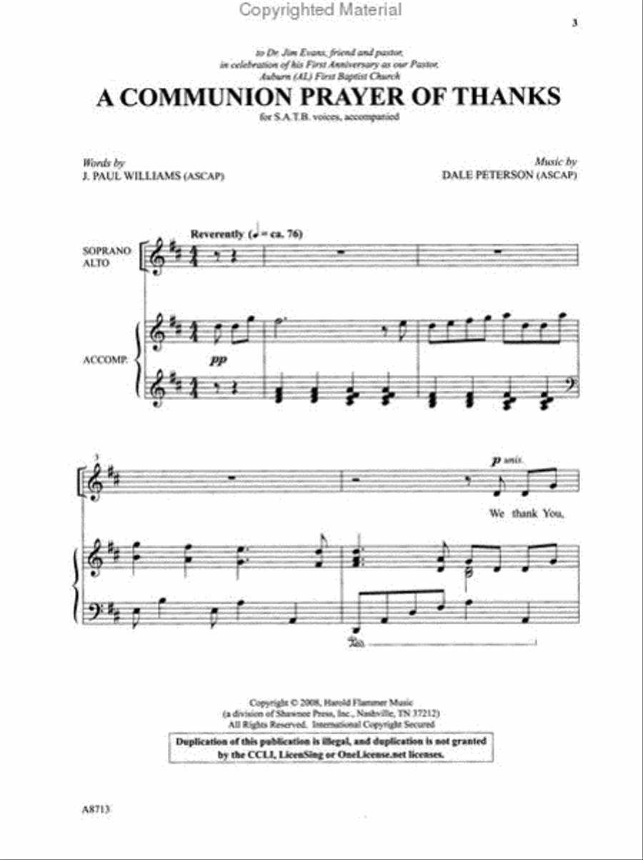 A Communion Prayer of Thanks 4-Part scores gallery preview page 2