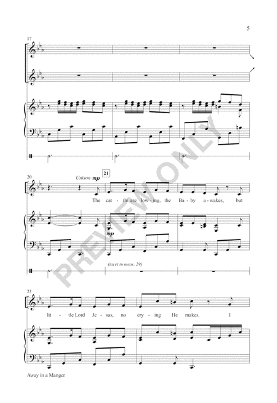 Away in a Manger by Brad Nix Unison Choir - Sheet Music page 4