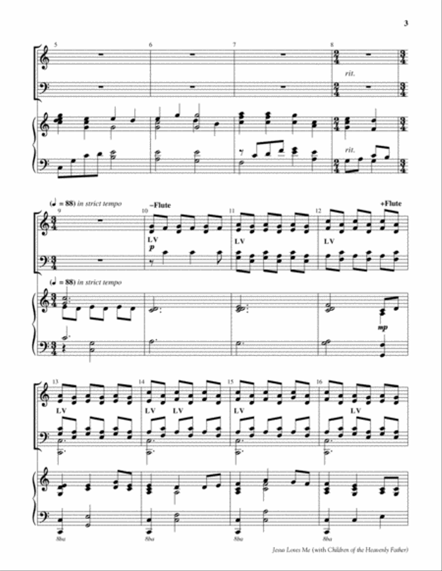 Jesus Loves Me with Children of the Heavenly Father 5-Octaves scores gallery preview page 3