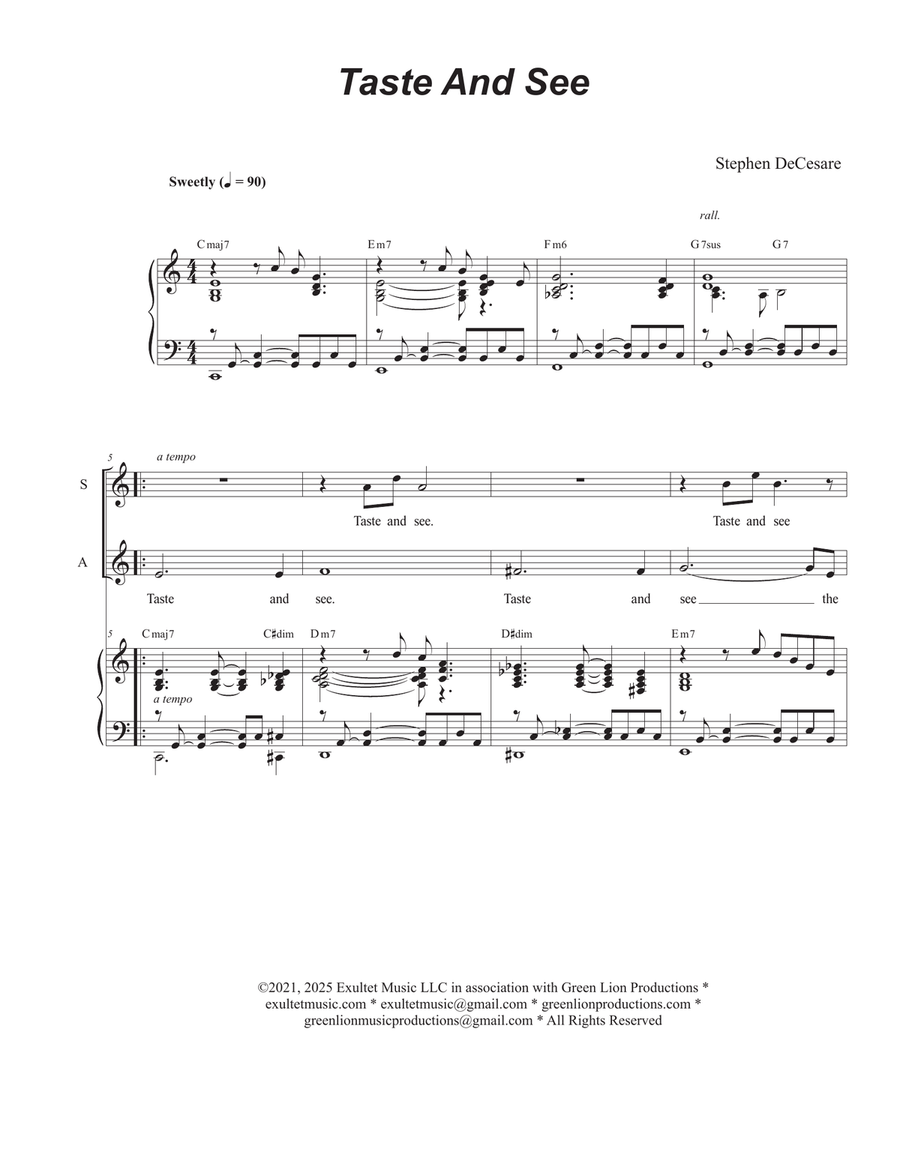 Book cover for Taste And See (Psalm 34) (2-part choir - (SA)