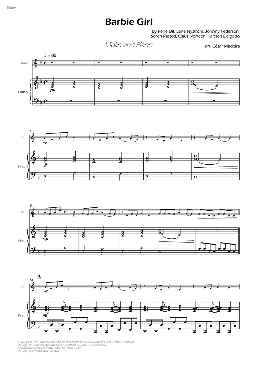 Barbie Girl Violin Solo scores gallery preview page 3