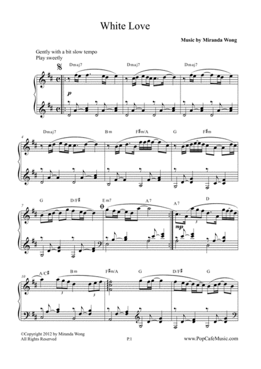 White Love - Romantic Piano Music in D Key (With Chords) image number null