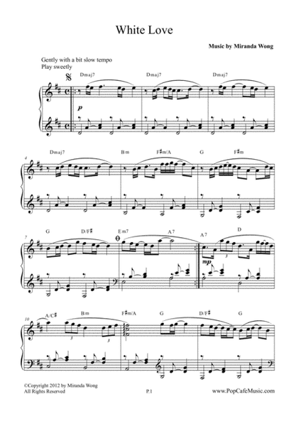 White Love - Romantic Piano Music in D Key (With Chords) image number null