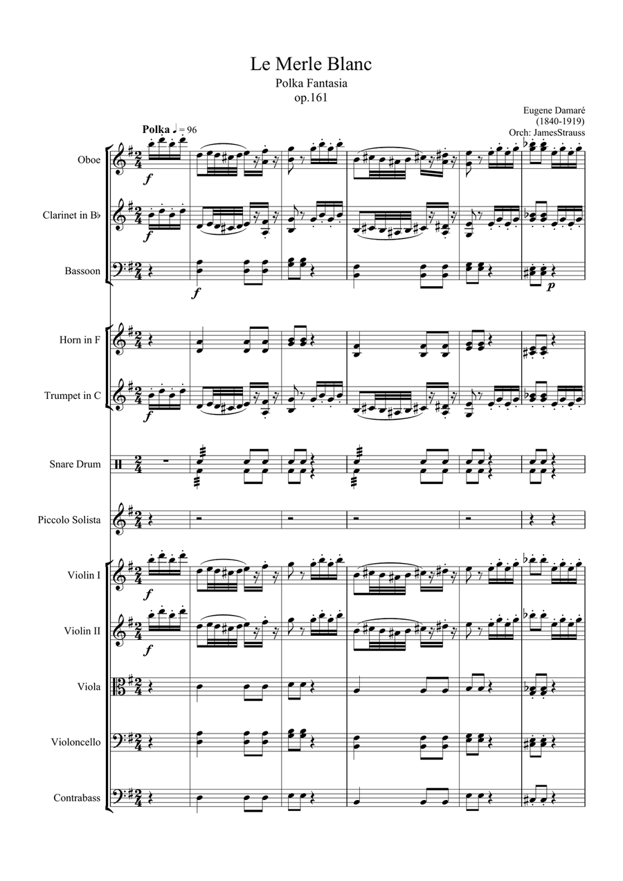 Le Merle Blanc - Polca Fantaisie op.161 for piccolo and orchestra Chamber Orchestra scores gallery preview page 3