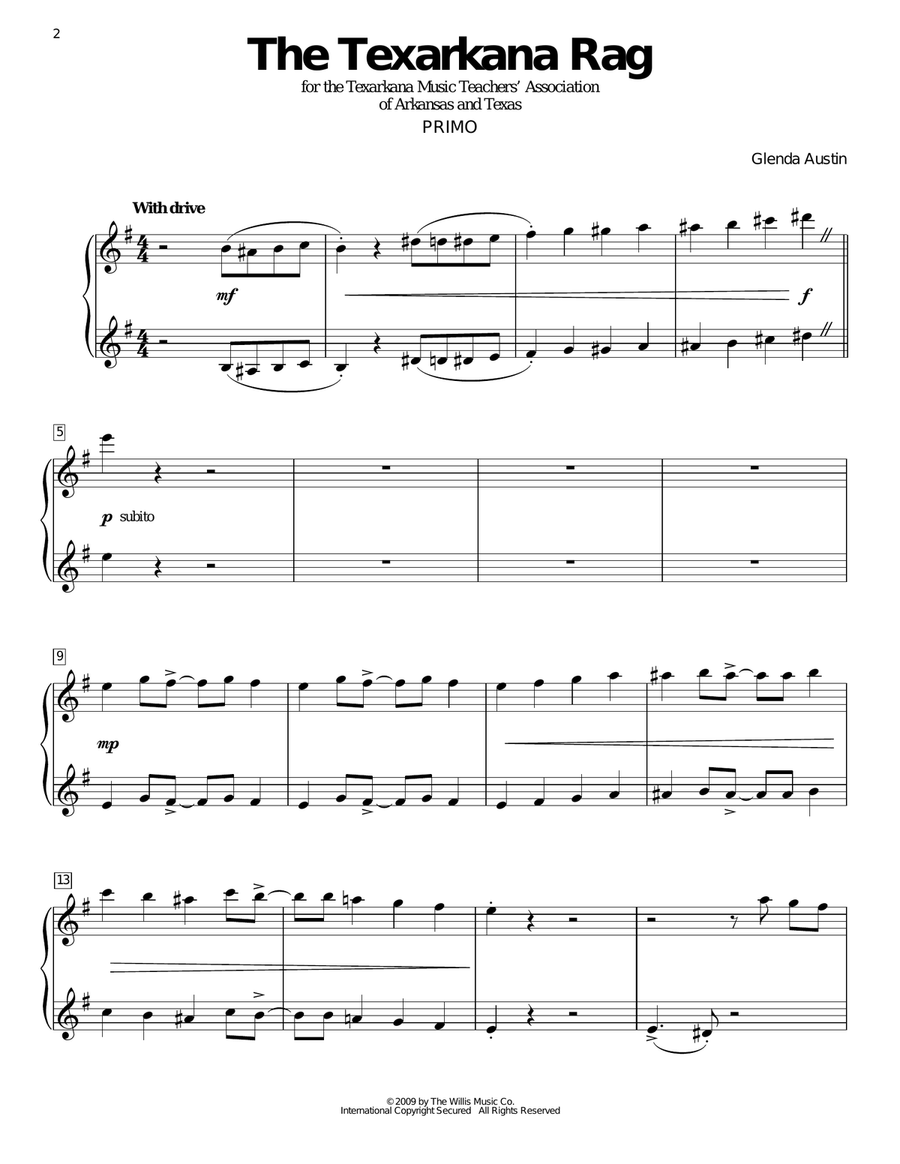 The Texarkana Rag Piano Duet scores gallery preview page 2