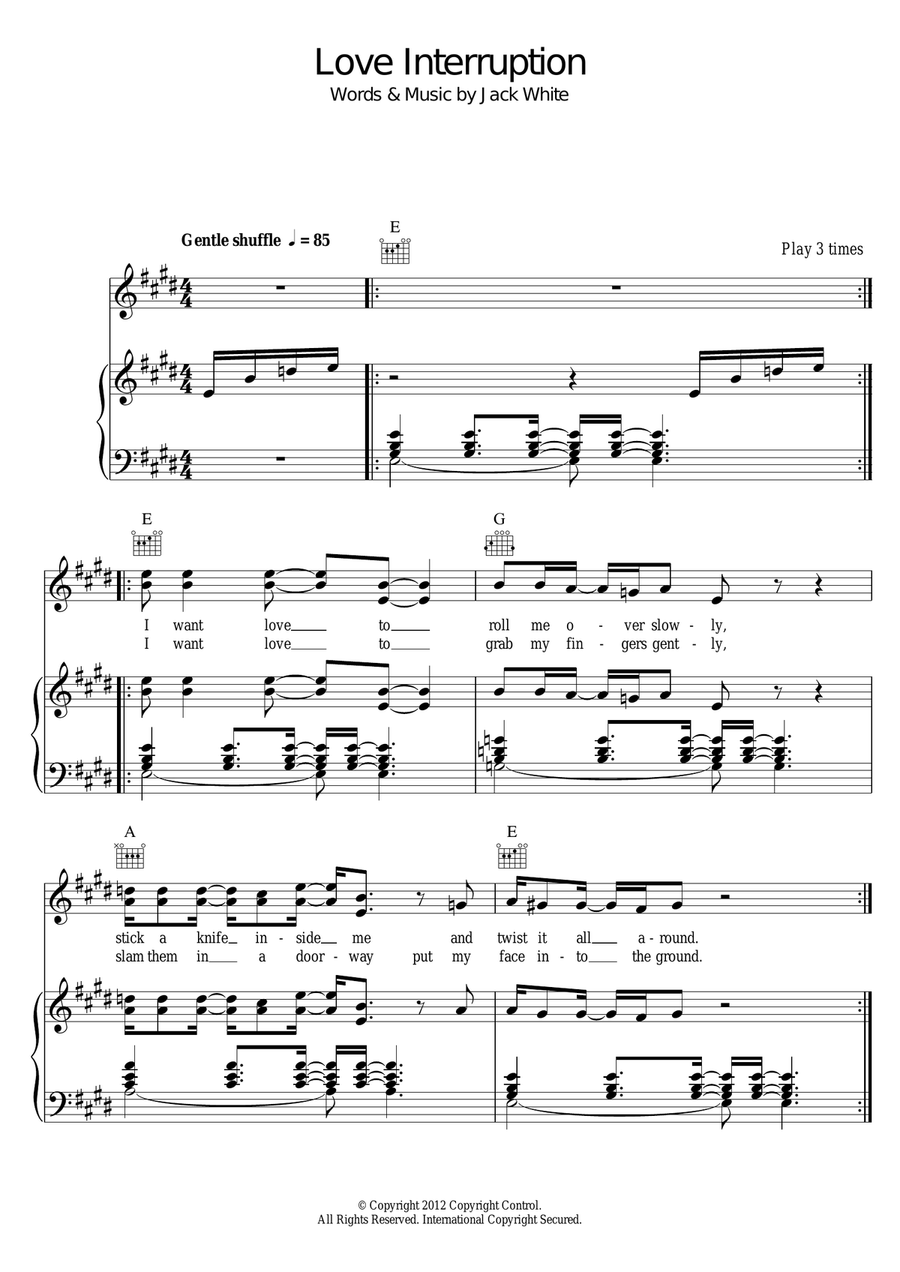 Love Interruption Piano, Vocal scores gallery preview page 1