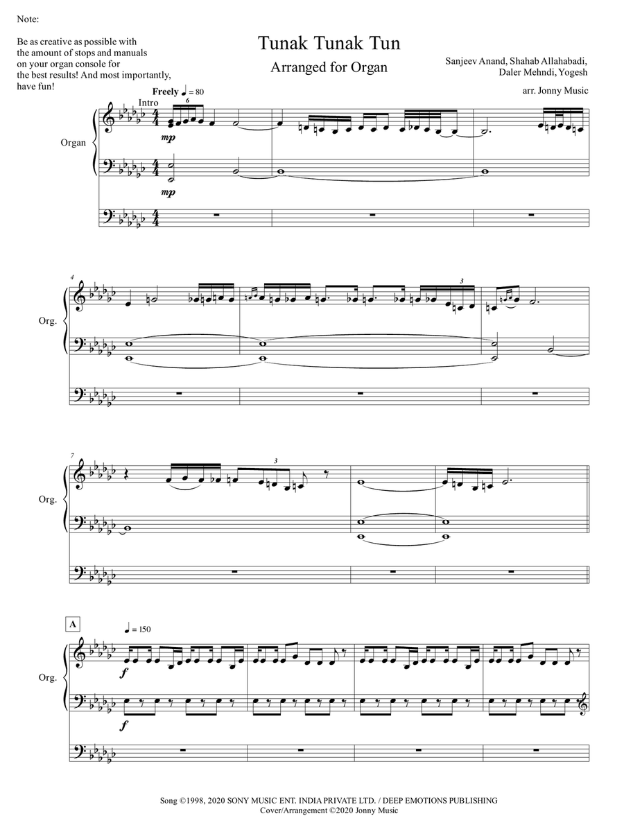 Tunak Tunak Tun Organ Solo scores gallery preview page 2
