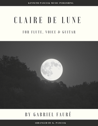 Book cover for Clair de Lune (for Flute or Violin, Voice and Guitar)