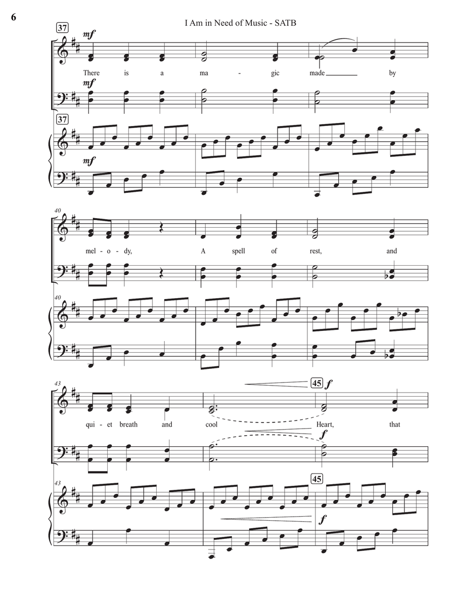 I Am in Need of Music (SATB) 4-Part scores gallery preview page 6