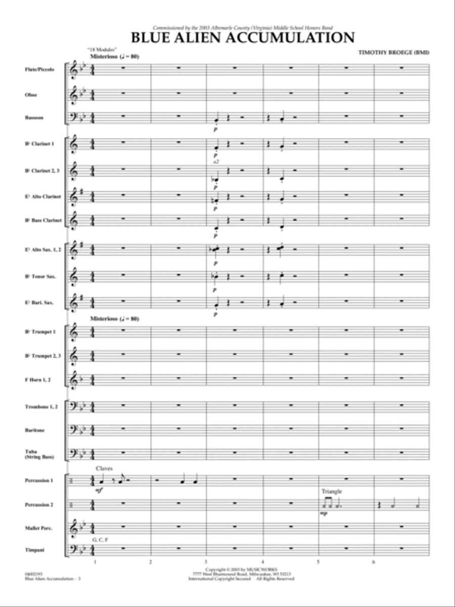 Blue Alien Accumulation - Conductor Score (Full Score) Concert Band scores gallery preview page 3