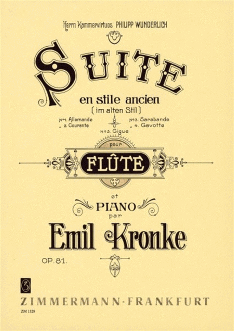 Kronke - Suite In Ancient Style Op 81 Flute/Piano Flute Solo scores gallery preview page 1