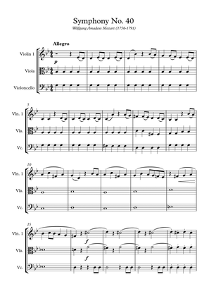 Book cover for Mozart - Symphony No. 40 (String Trio)