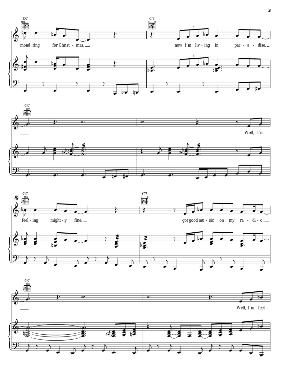 Merry Christmas, Baby Piano, Vocal, Guitar scores gallery preview page 3