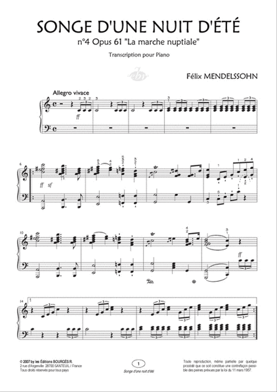 Songe d'une Nuit d'été n°4 Opus 61 (Collection Anacrouse) Piano Solo scores gallery preview page 2