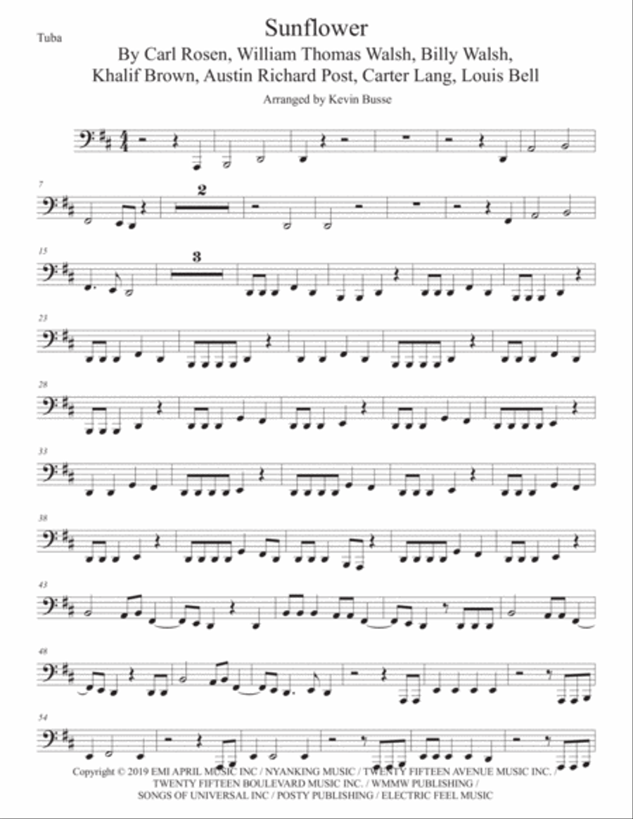 Sunflower Tuba scores gallery preview page 1
